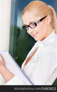 bright picture of lovely businesswoman in office