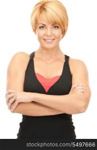 bright picture of lovely fitness instructor over white&#xA;