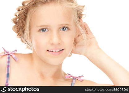 bright picture of lovely girl listening gossip&#xA;