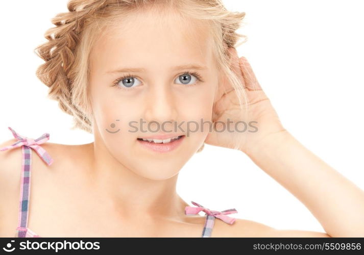 bright picture of lovely girl listening gossip&#xA;