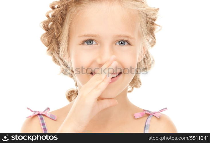 bright picture of lovely girl whispering gossip&#xA;