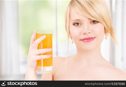 bright picture of lovely girl with a glass of juice