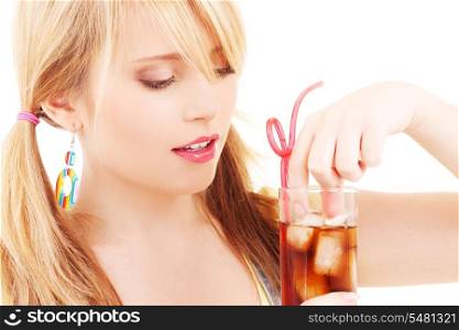 bright picture of lovely girl with glass of drink