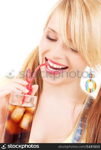 bright picture of lovely girl with glass of drink