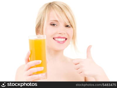 bright picture of lovely girl with glass of juice