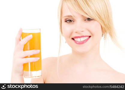 bright picture of lovely girl with glass of juice