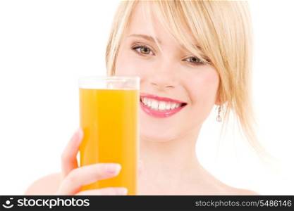 bright picture of lovely girl with glass of juice