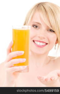 bright picture of lovely girl with glass of juice