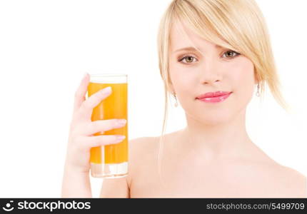 bright picture of lovely girl with glass of juice