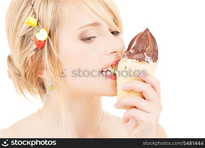 bright picture of lovely girl with ice cream