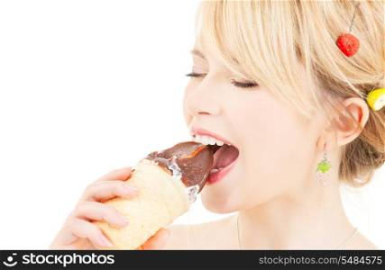 bright picture of lovely girl with ice cream