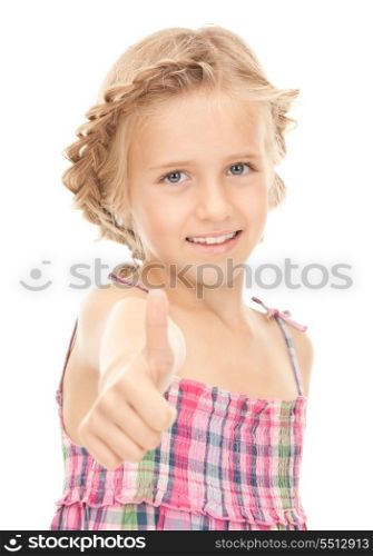 bright picture of lovely girl with thumbs up&#xA;