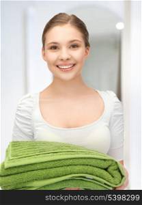 bright picture of lovely girl with towels