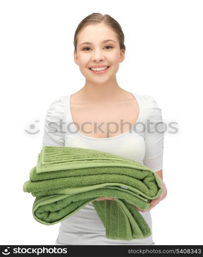bright picture of lovely girl with towels.