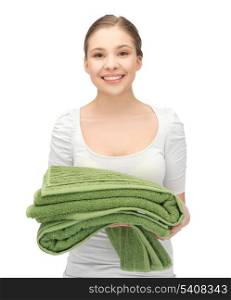 bright picture of lovely girl with towels.