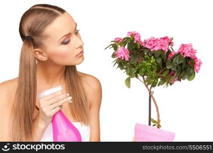 bright picture of lovely housewife with flowers