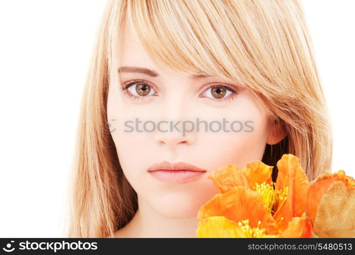 bright picture of lovely teen with flowers