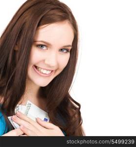 bright picture of lovely teenage girl with money
