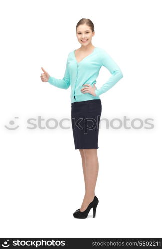 bright picture of lovely teenage girl with thumbs up