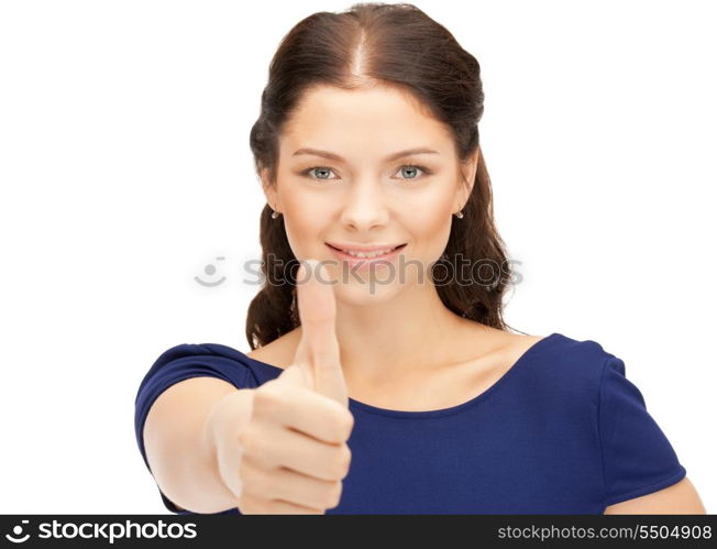 bright picture of lovely teenage girl with thumbs up