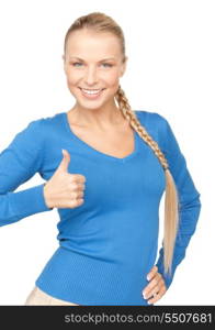 bright picture of lovely teenage girl with thumbs up