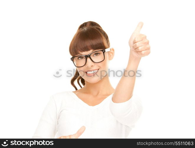 bright picture of lovely teenage girl with thumbs up