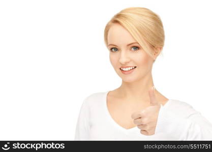 bright picture of lovely teenage girl with thumbs up