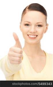 bright picture of lovely teenage girl with thumbs up&#xA;