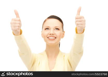 bright picture of lovely teenage girl with thumbs up&#xA;