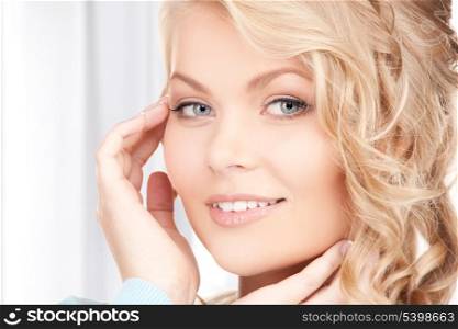 bright picture of lovely woman face and hands