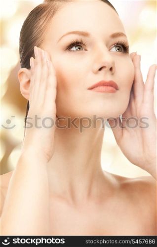 bright picture of lovely woman face and hands