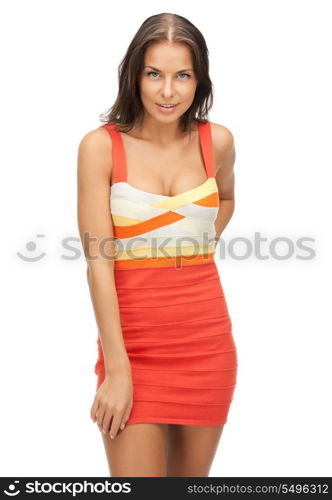 bright picture of lovely woman in elegant dress