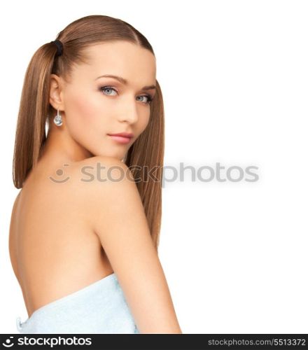 bright picture of lovely woman in towel over white