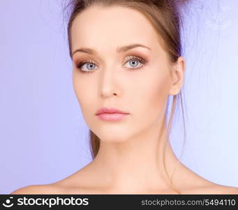 bright picture of lovely woman over blue