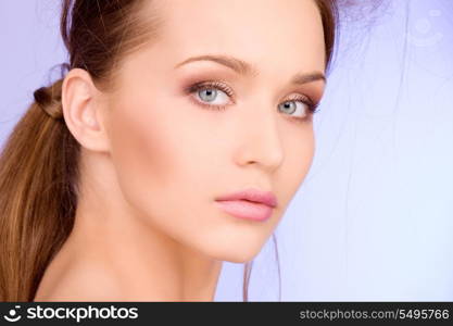 bright picture of lovely woman over blue