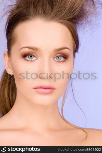 bright picture of lovely woman over blue