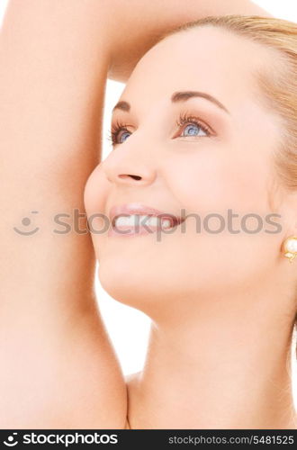 bright picture of lovely woman over white