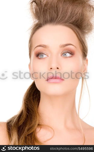 bright picture of lovely woman over white