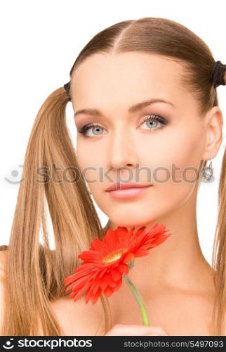 bright picture of lovely woman over white