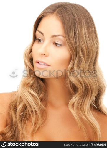 bright picture of lovely woman over white