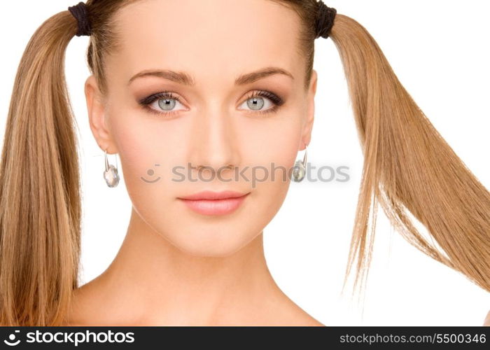 bright picture of lovely woman over white