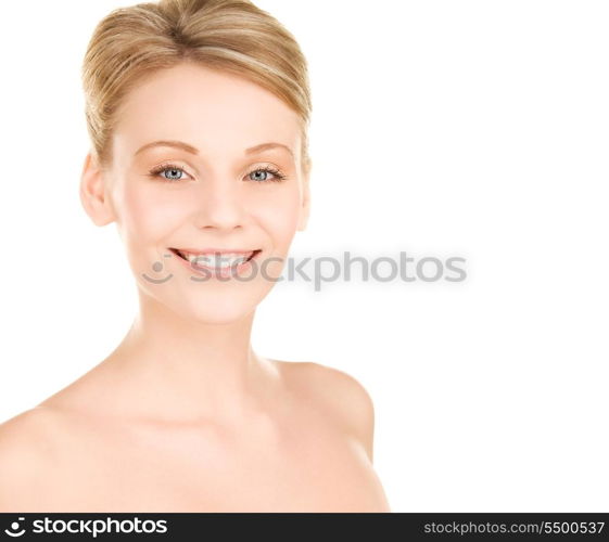 bright picture of lovely woman over white