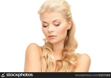 bright picture of lovely woman over white