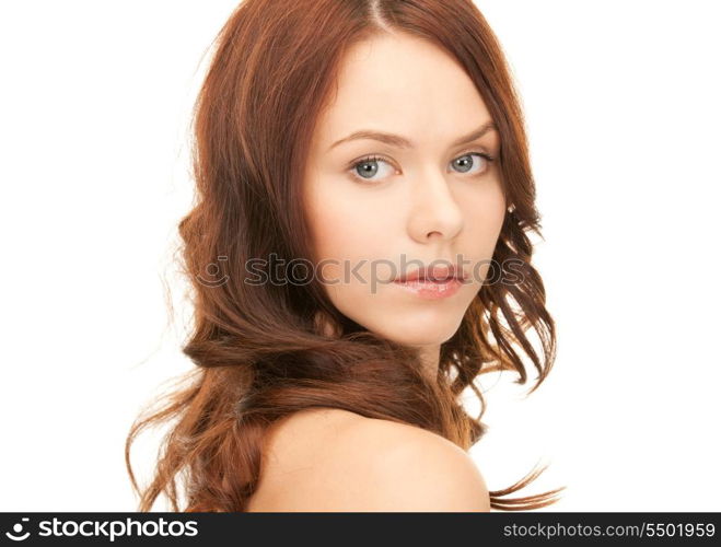 bright picture of lovely woman over white