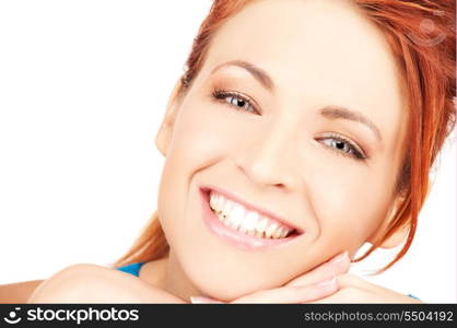 bright picture of lovely woman over white