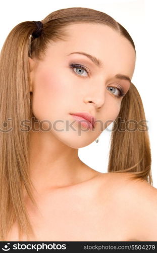 bright picture of lovely woman over white