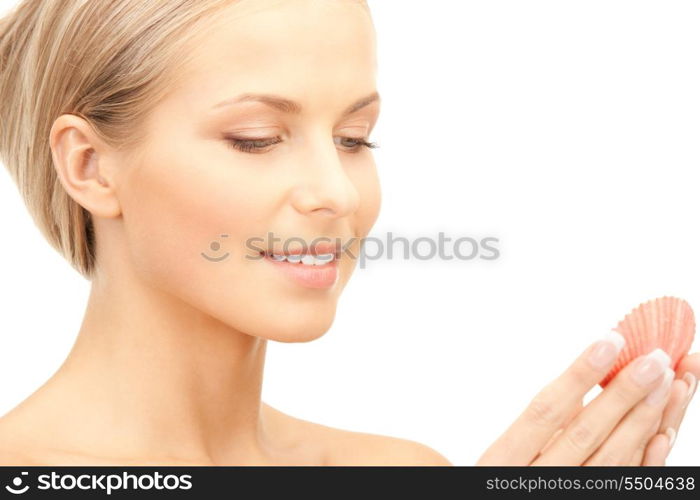 bright picture of lovely woman over white