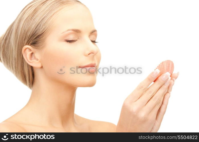 bright picture of lovely woman over white