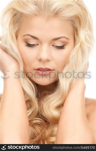 bright picture of lovely woman over white&#xA;