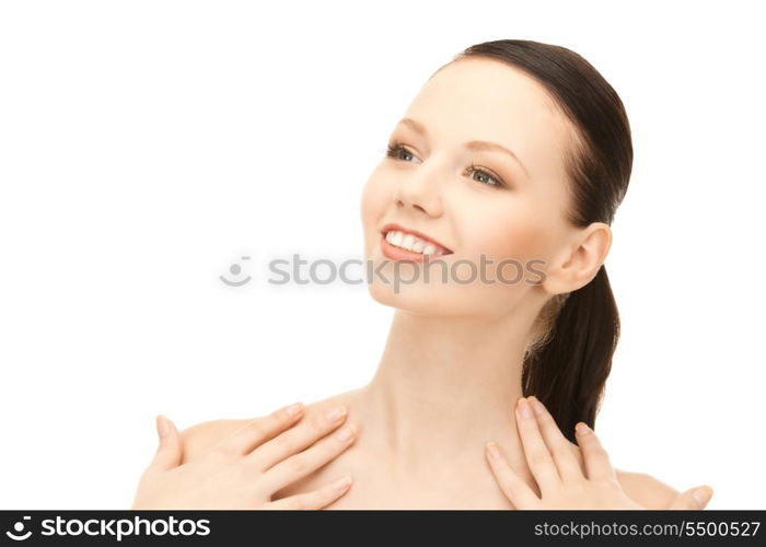 bright picture of lovely woman over white&#xA;